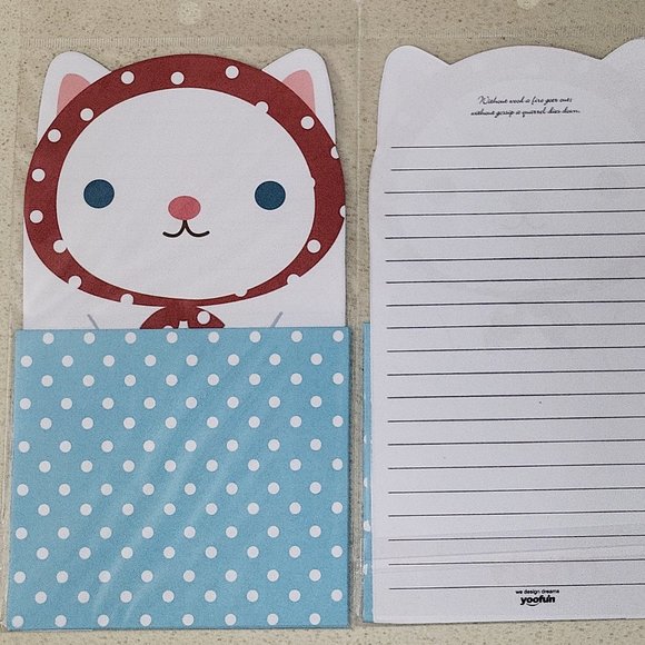 White Kitty Cat with red bonnet letter set - Picture 1 of 1